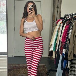 Red and White Striped Leggings